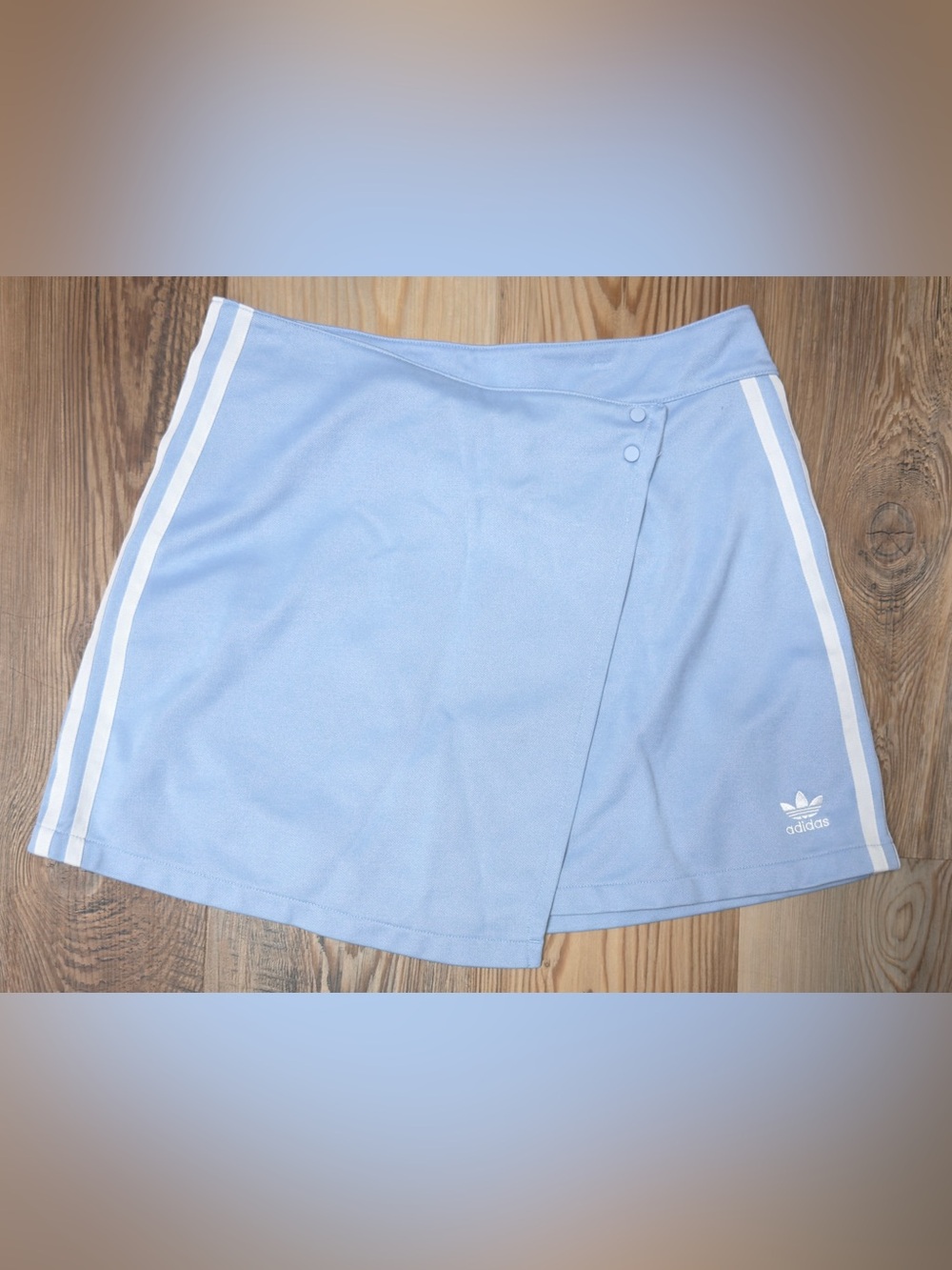 Adidas Originals Womens 3-Stripes Wrap Skirt Light Blue Dawn Trefoil Size Small
